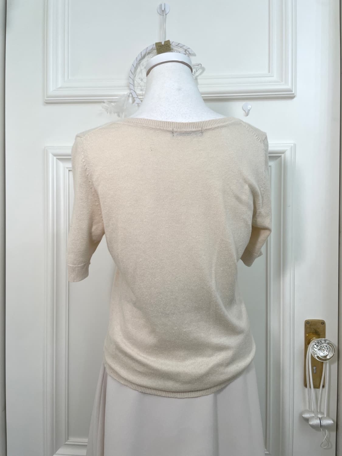 ivory shirring v-neck half knit top(size 상품이미지5