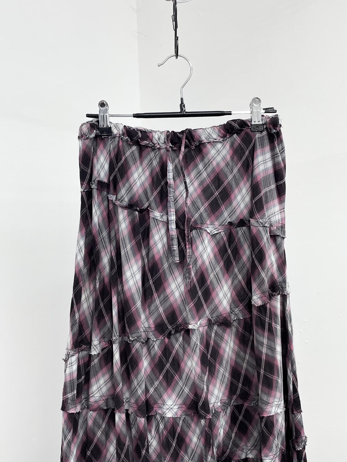 체크 그런지 캉캉 롱 스커트 상품이미지5