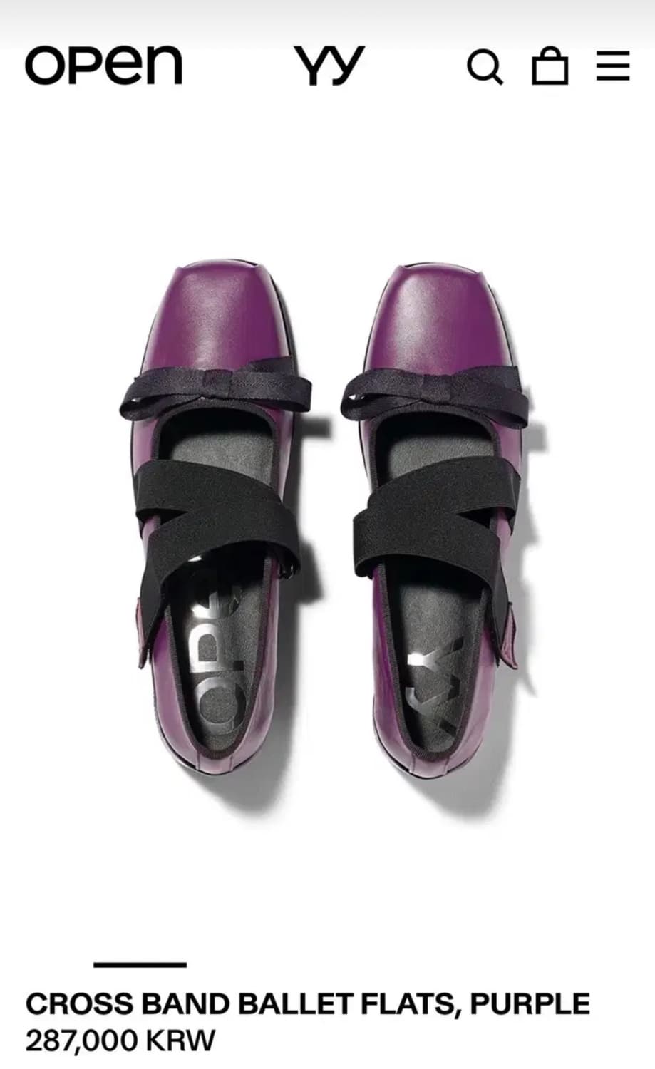open yy 크로스 밴드 발레 플랫슈즈  상품이미지1