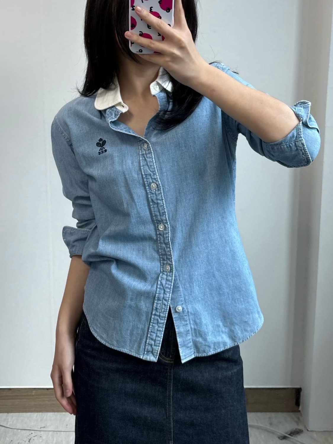 폴로 랄프로렌 배색 카라 데님 셔츠 상품이미지1