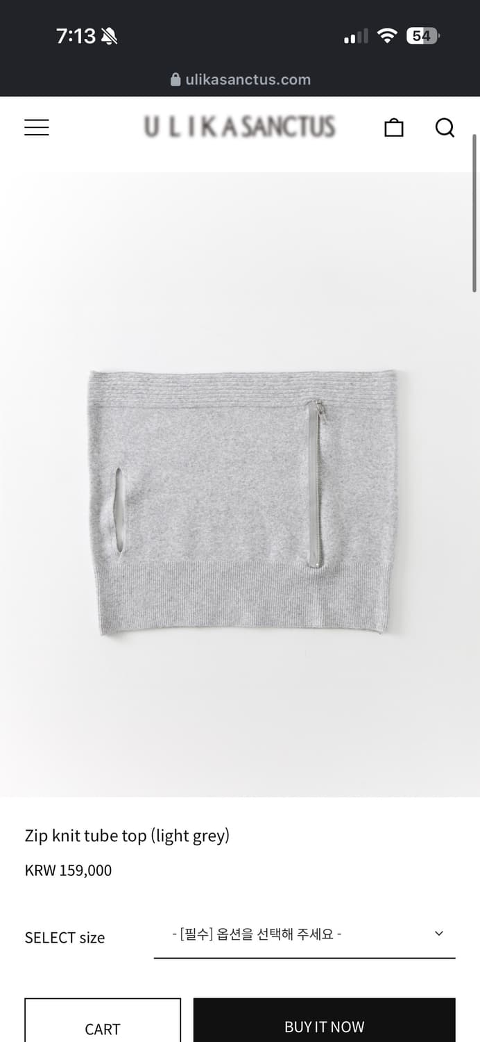 Zip knit tube top (light grey) 상품이미지1