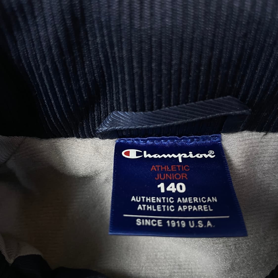 챔피온 키즈 네이비 로고 라인 트랙탑 져지 150 상품이미지4