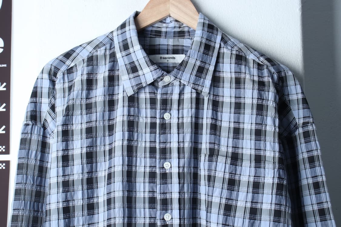 (M-XL) 에잇세컨즈 셔츠 남방 체크 블루 경량 여름-H33537 상품이미지3