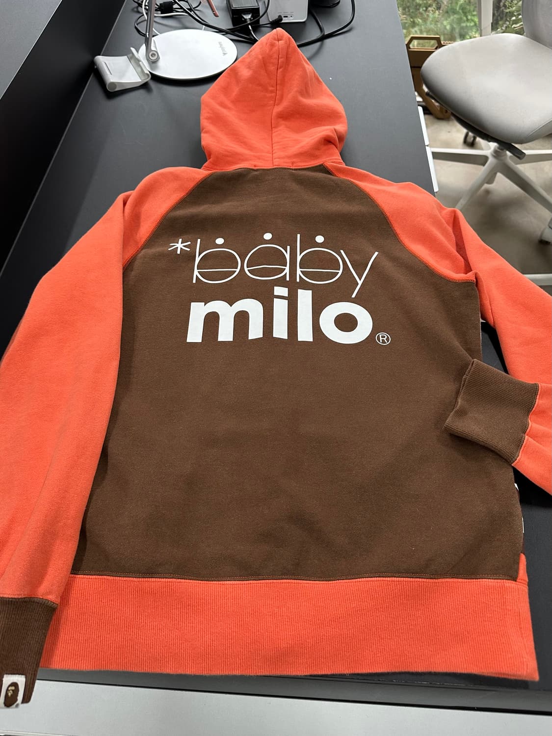 베이프 베이비마일로 패턴 래글런 후드집업 상품이미지6