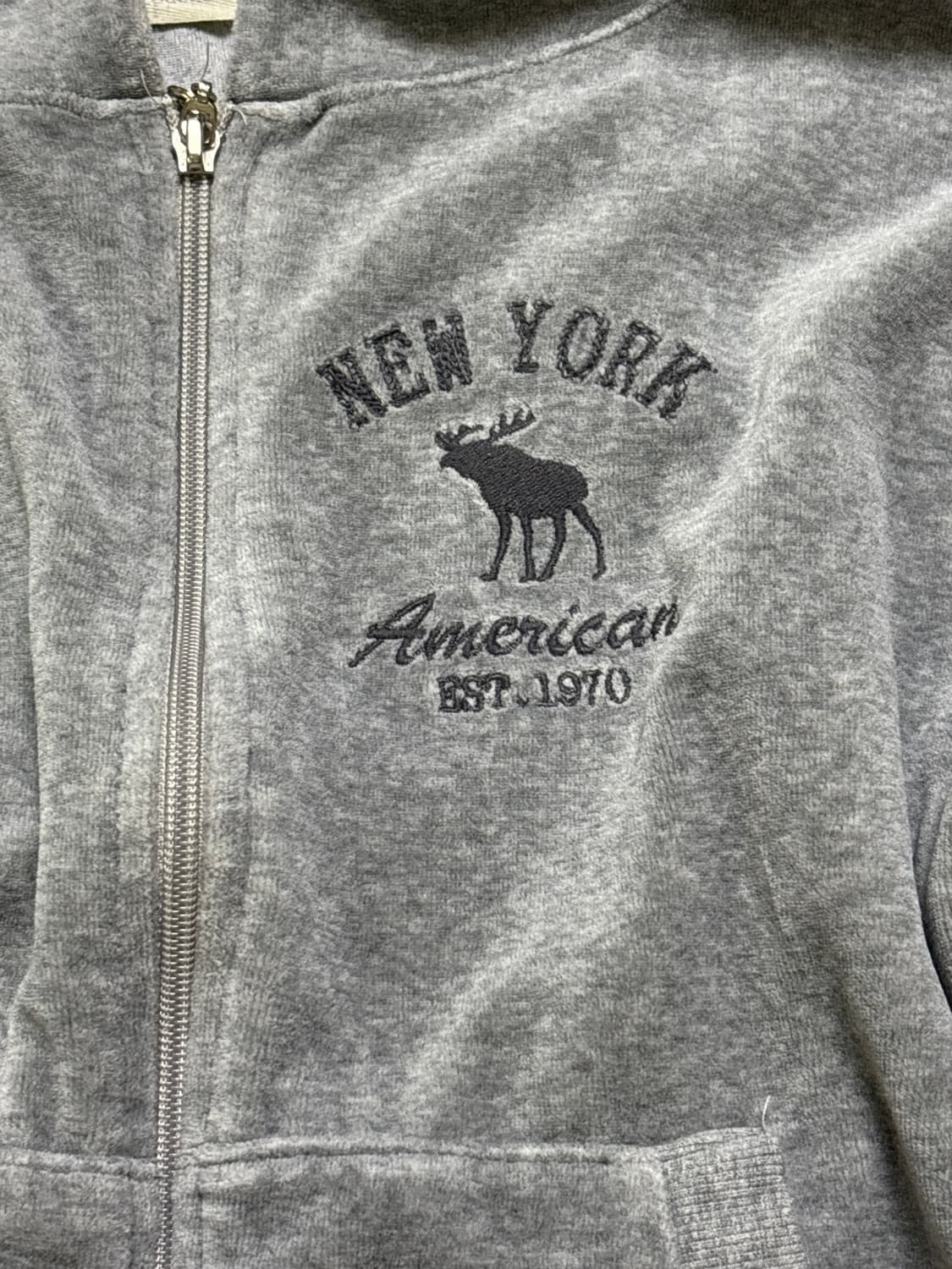 아베크롬비 xs벨벳 후드집업 회색 상품이미지2