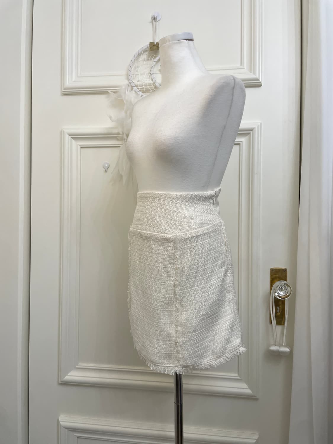 ivory tweed back lace-up mini skirt 상품이미지2