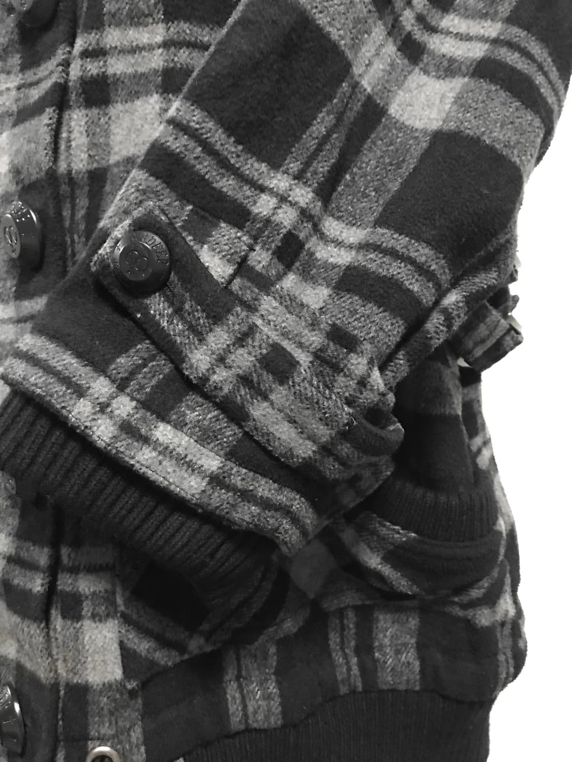 빈티지 digdeep 디그딥 펑크 벨트 디테일 하이넥 체크 점퍼 상품이미지7