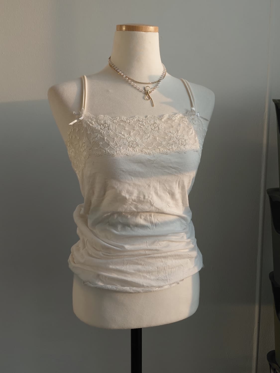 [빈티지] 레이스 끈 나시 아이보리 상품이미지1