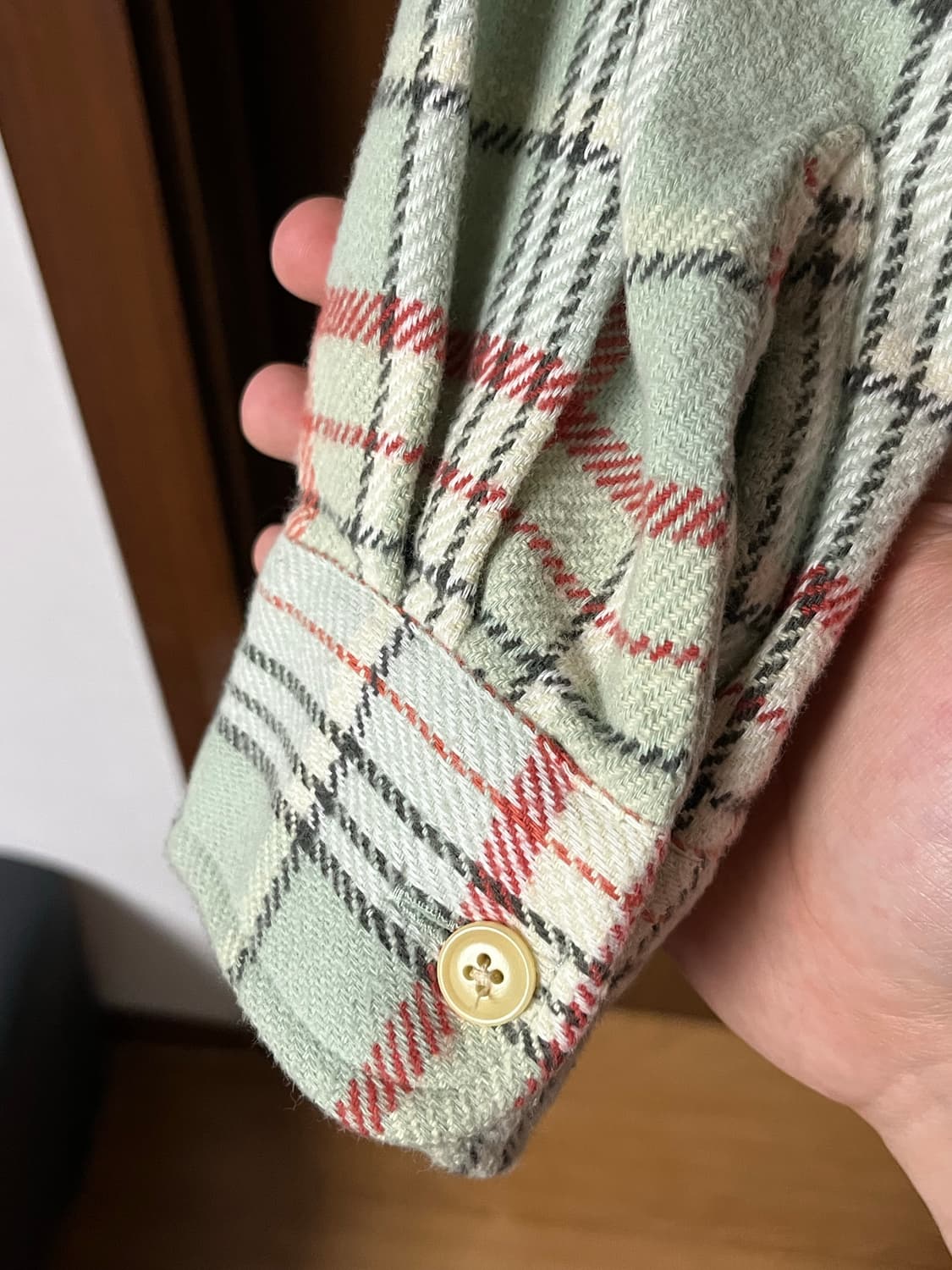 카키스 brushed plaid shirts 라지 L pale green 상품이미지4