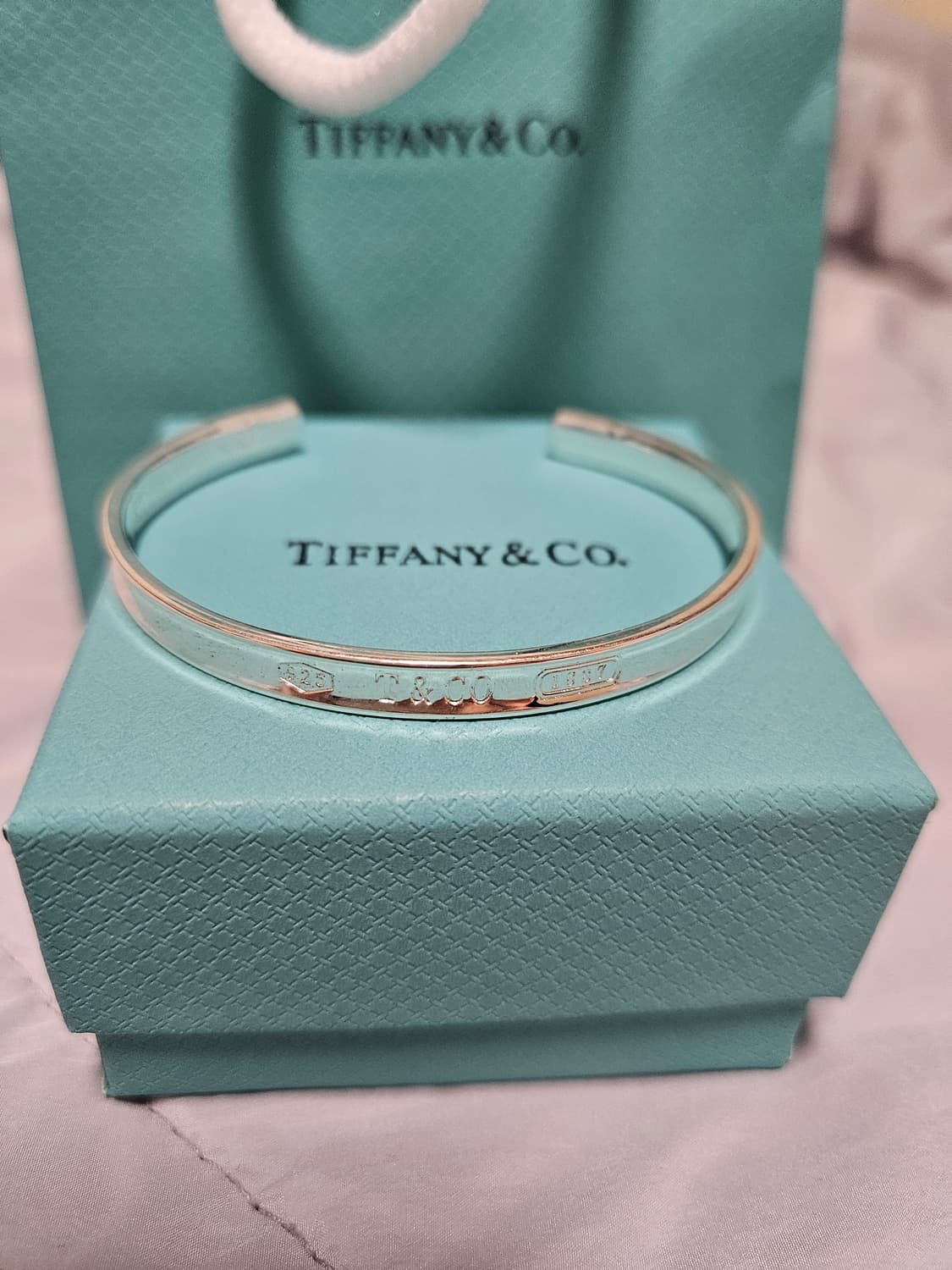 정품 Tiffany & Co. 1837 실버 925 커프 브레이슬릿 상품이미지1