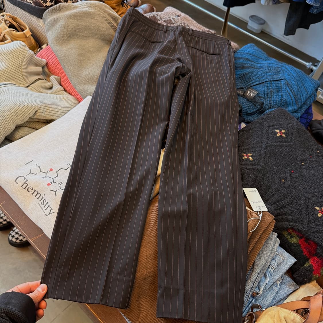 90S 휴고 보스 스트라이프 원턱 팬츠 아인슈타인/시그마 라인 상품이미지5