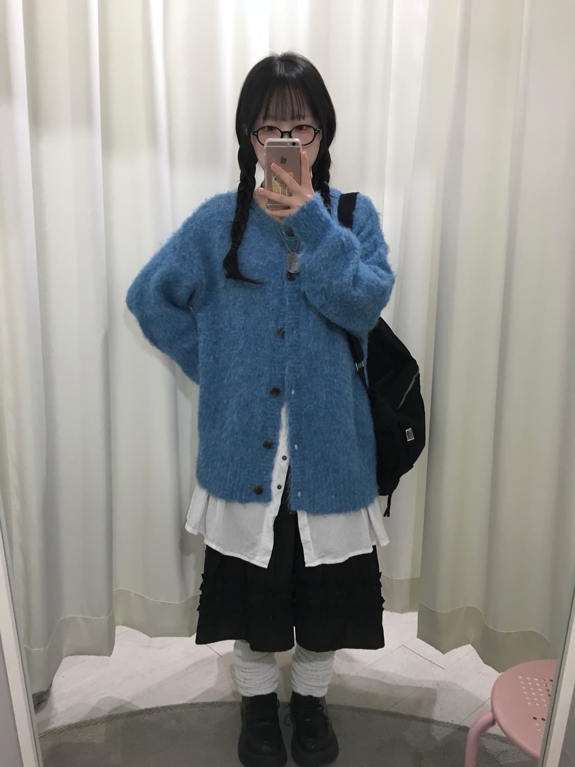 블루 오버핏 부클 가디건 상품이미지3