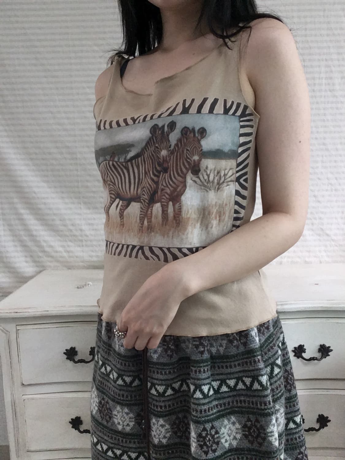 jpn vintage beige animal printing sleeve 상품이미지3