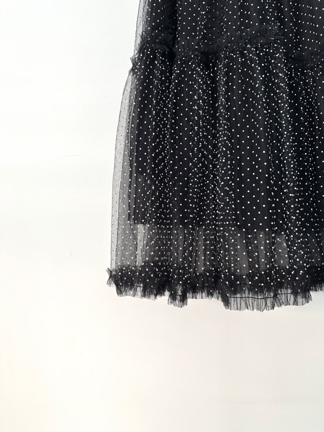 Dot frill can can sha skirt / black 상품이미지10