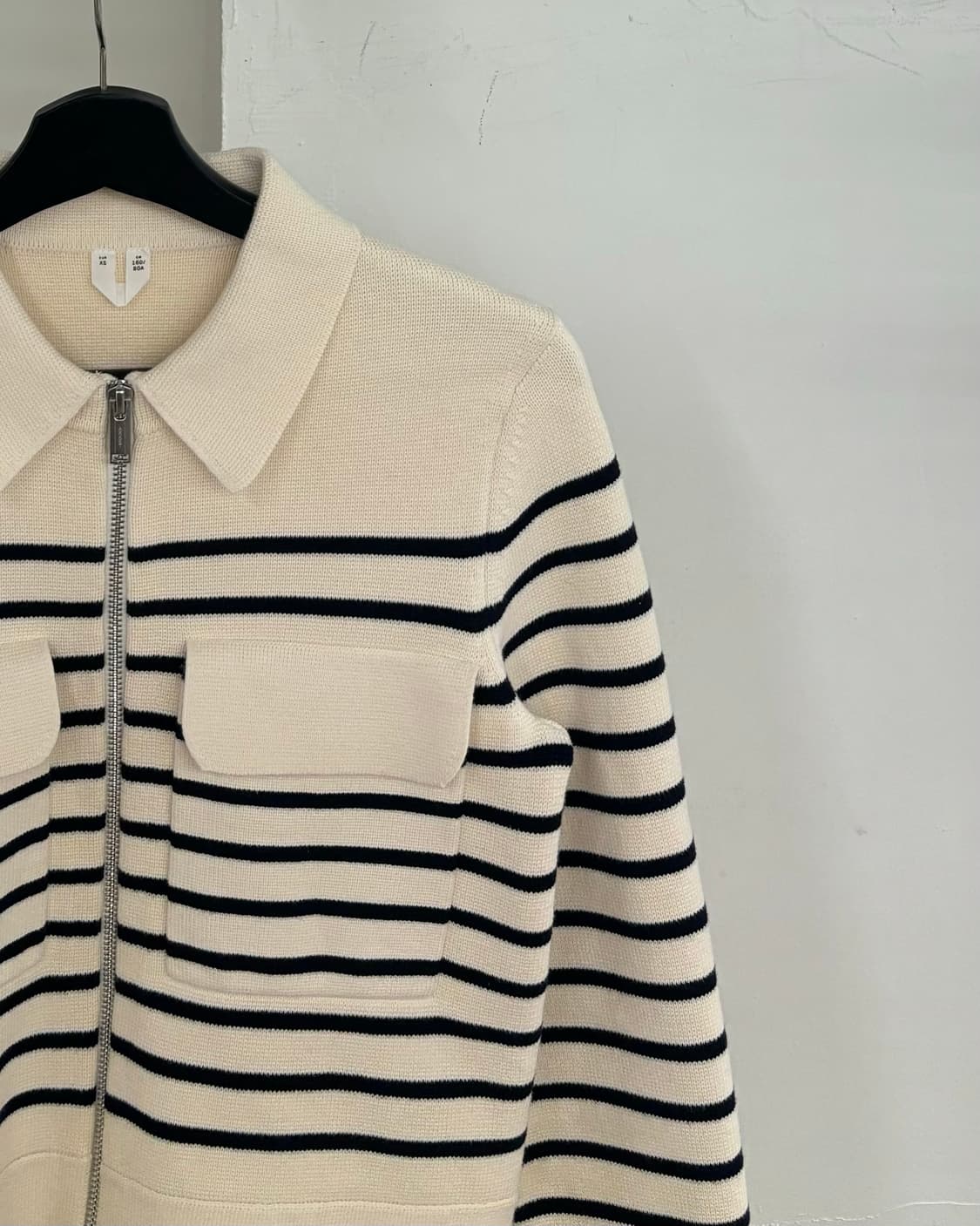 아르켓 오프 화이트/스트라이프 니티드 코튼 자켓 상품이미지4