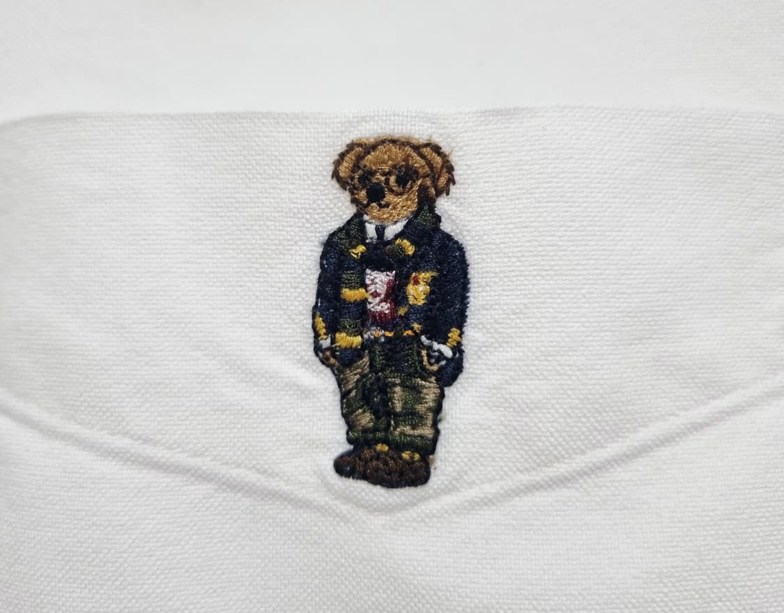 남성 레어 폴로 베어 화이트 흰색 옥스퍼드 옥스포드 자수 긴팔 남방 셔츠 상품이미지1