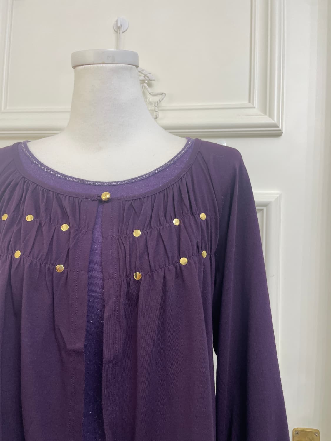 purple gold point shirring cardigan&glit 상품이미지5