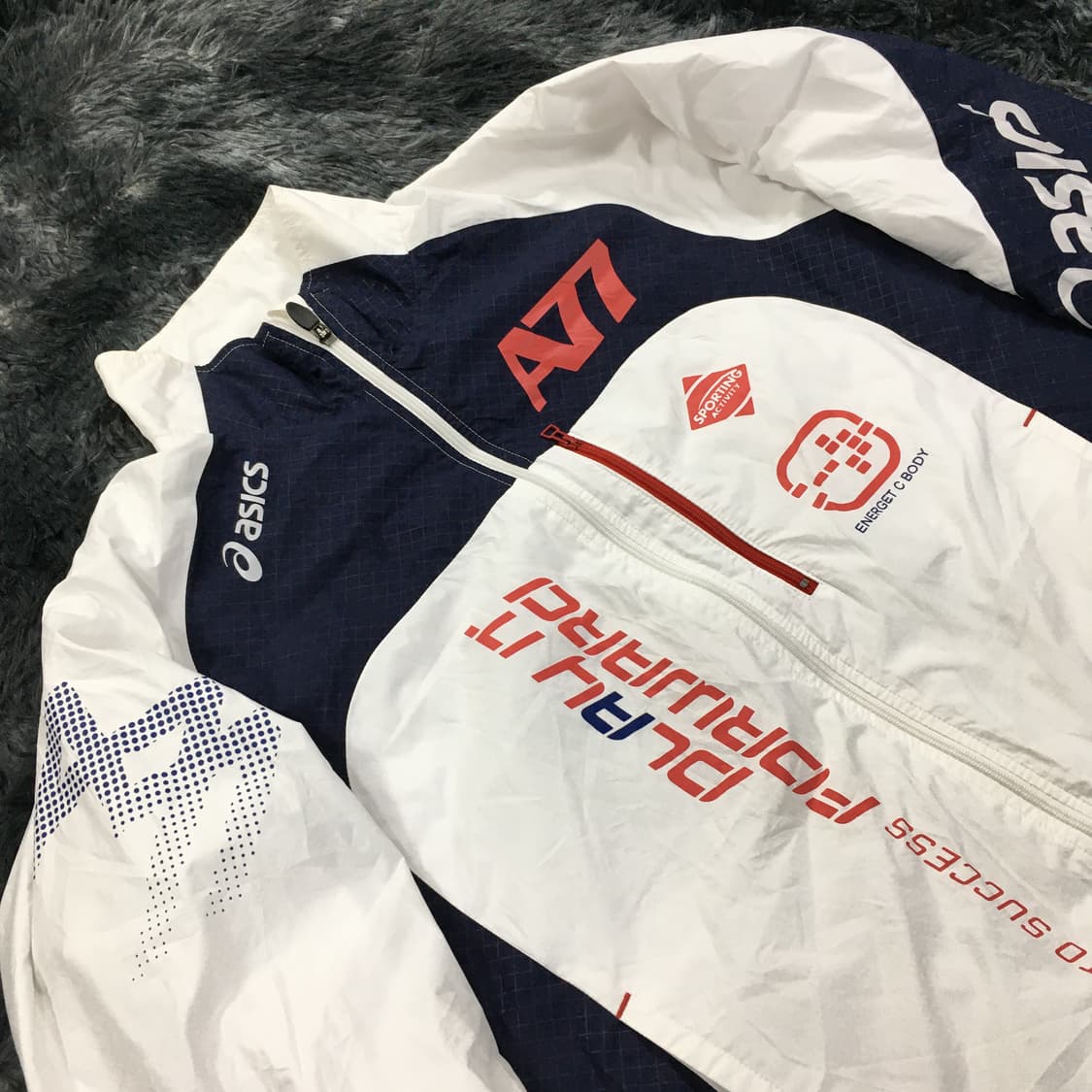 투티/A4 아식스 A77 JASPO M 바람막이 화이트 블랙 상품이미지3