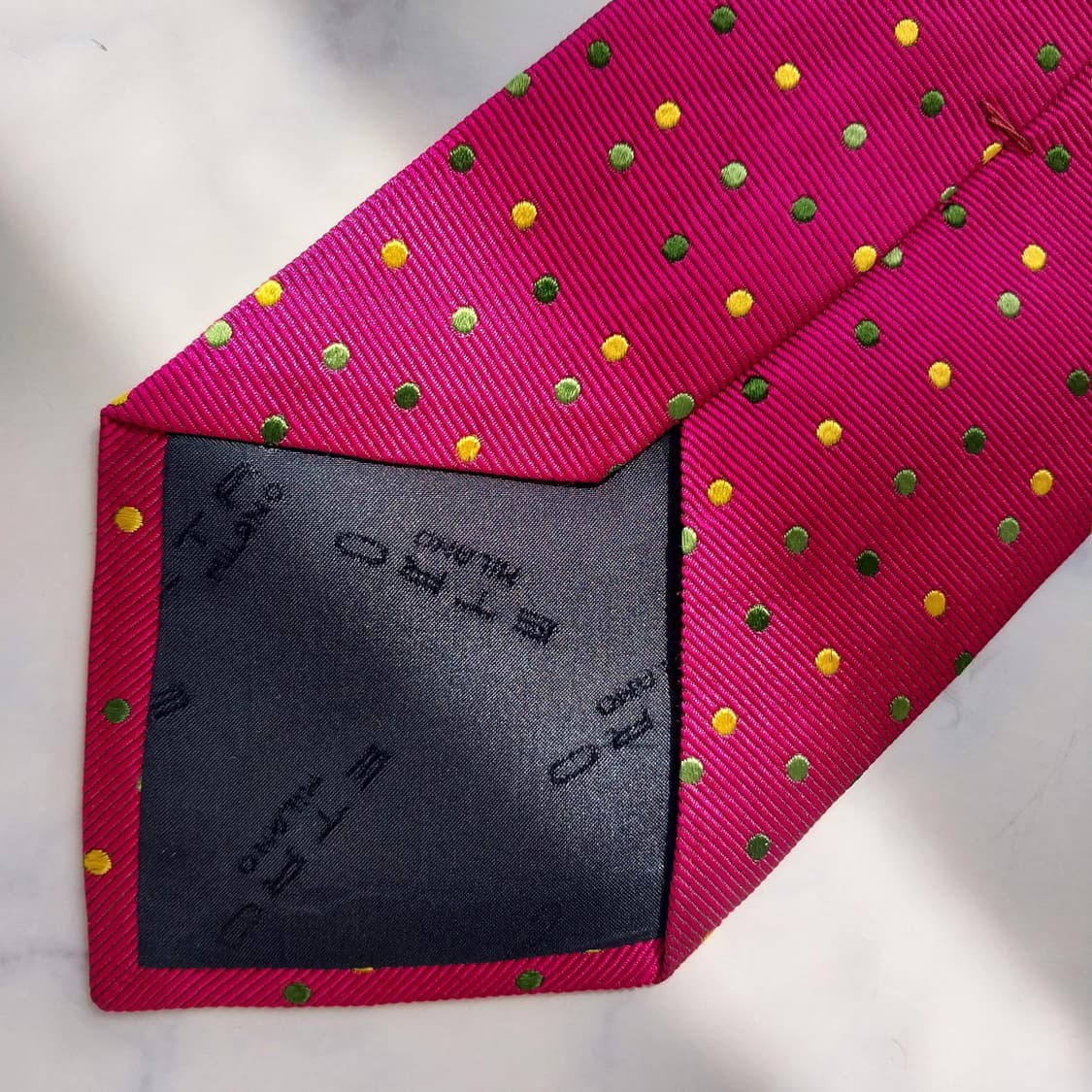 에트로 실크 핫핑크 도트 패턴 넥타이 9.9cm A+~A등급 K2300 상품이미지6