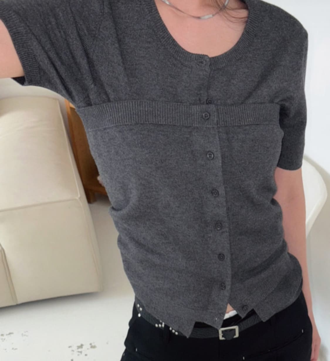 티메이커 뷔스티에 반팔 가디건 set 차콜 상품이미지1