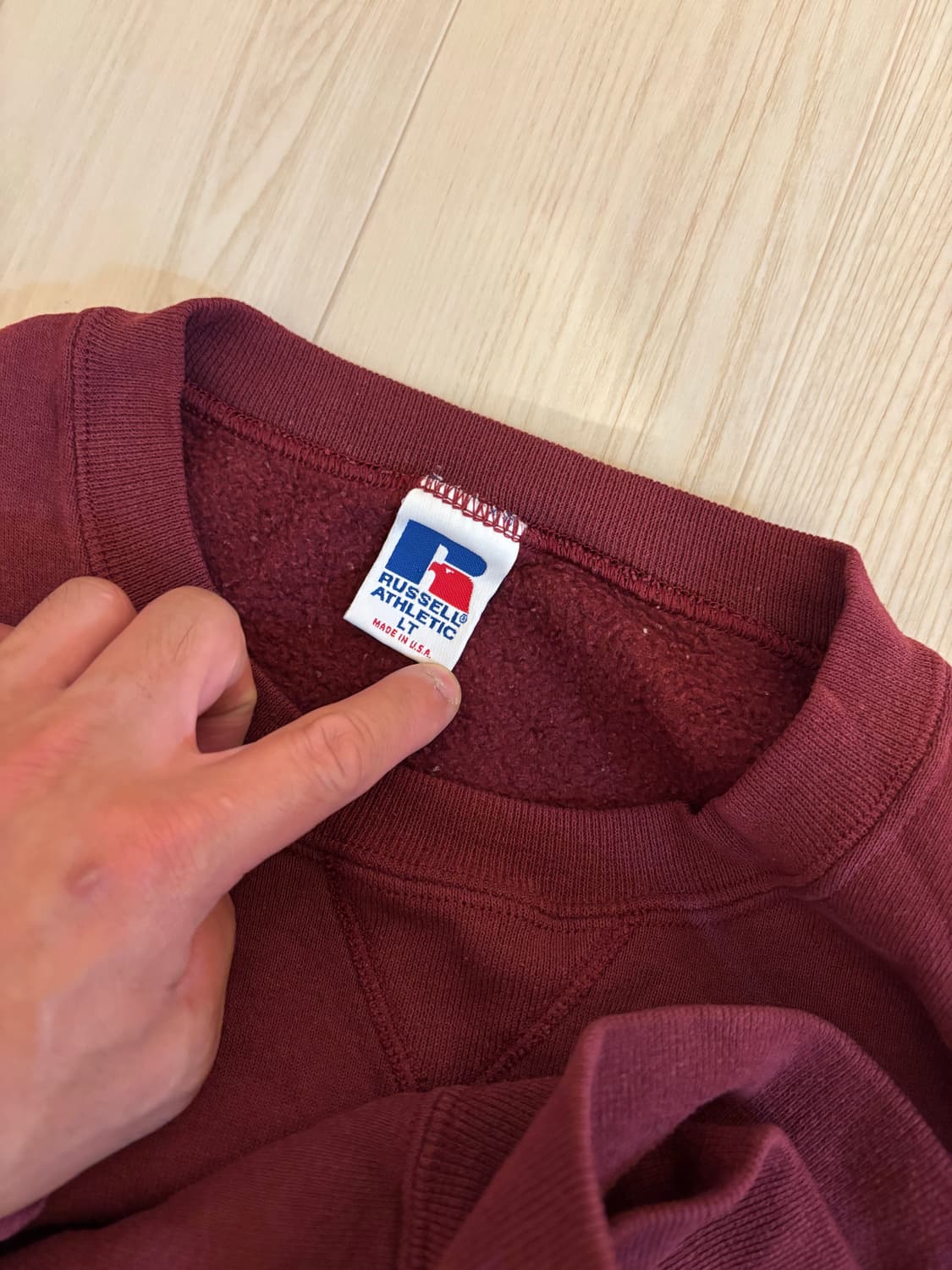 90s russell sweatshirts usa 러셀 스웻 버건디 상품이미지3