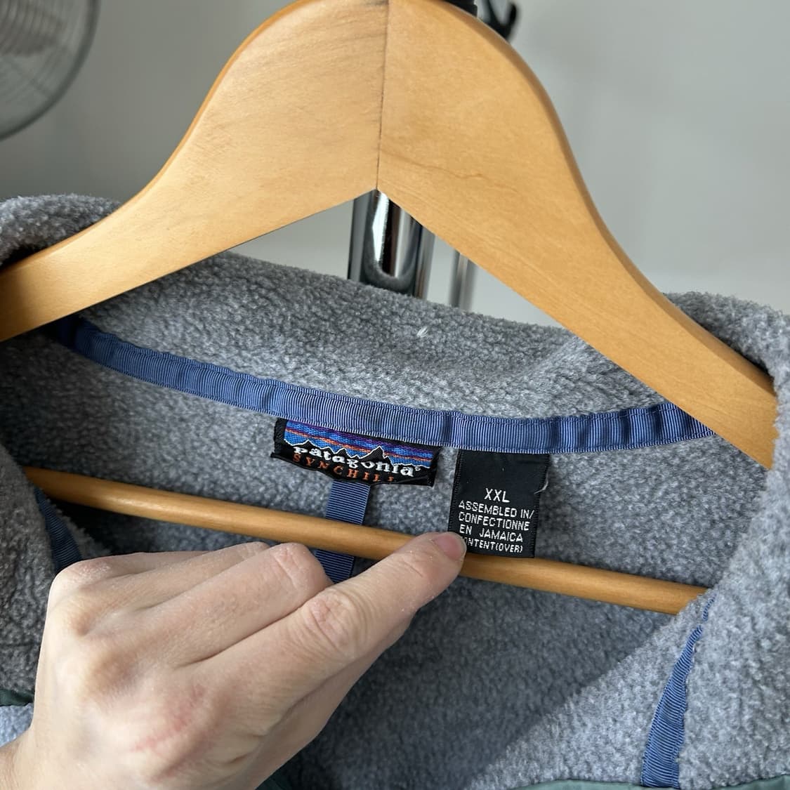 90s 파타고니아 신칠라 스냅-T 그레이/그린 자메이카 상품이미지5