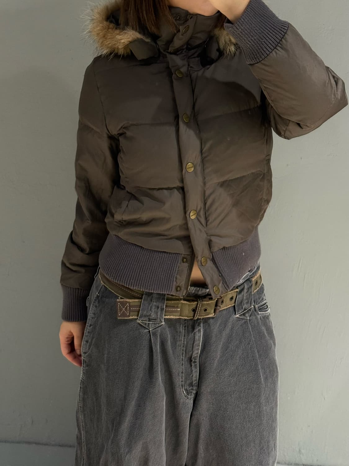 hood fur detail 2-way zipper padding 상품이미지3