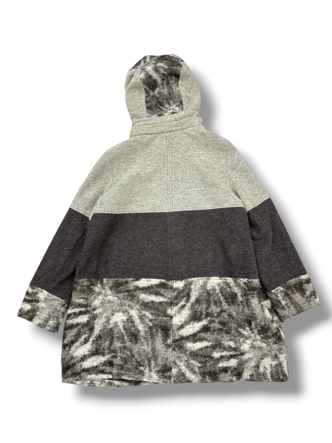 JPN chamois v 모헤어 브라운 배색 후드 하프코트 숏코트 상품이미지5