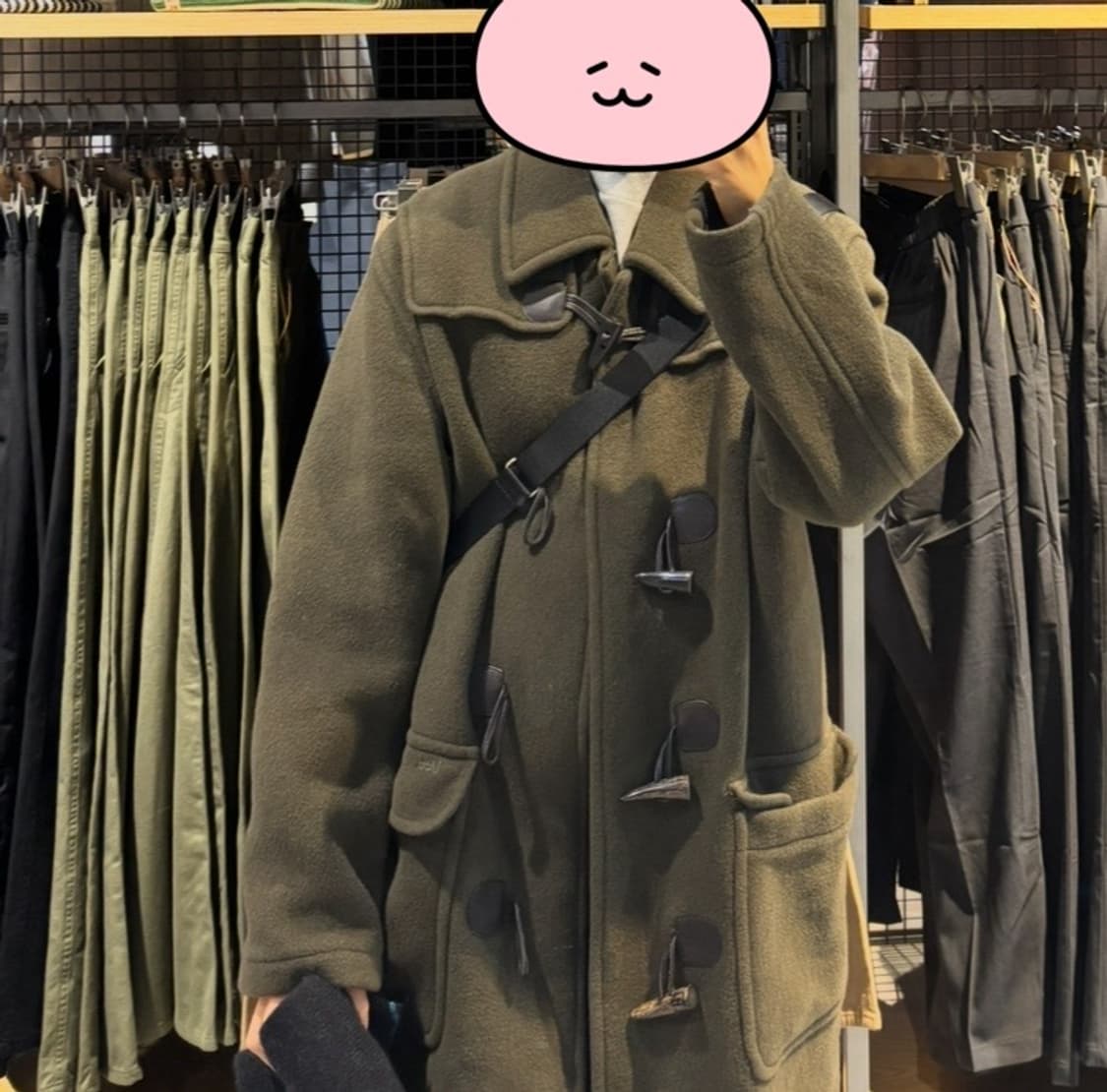 Lee 카키색 빈티지 더플코트 롱코트 상품이미지2