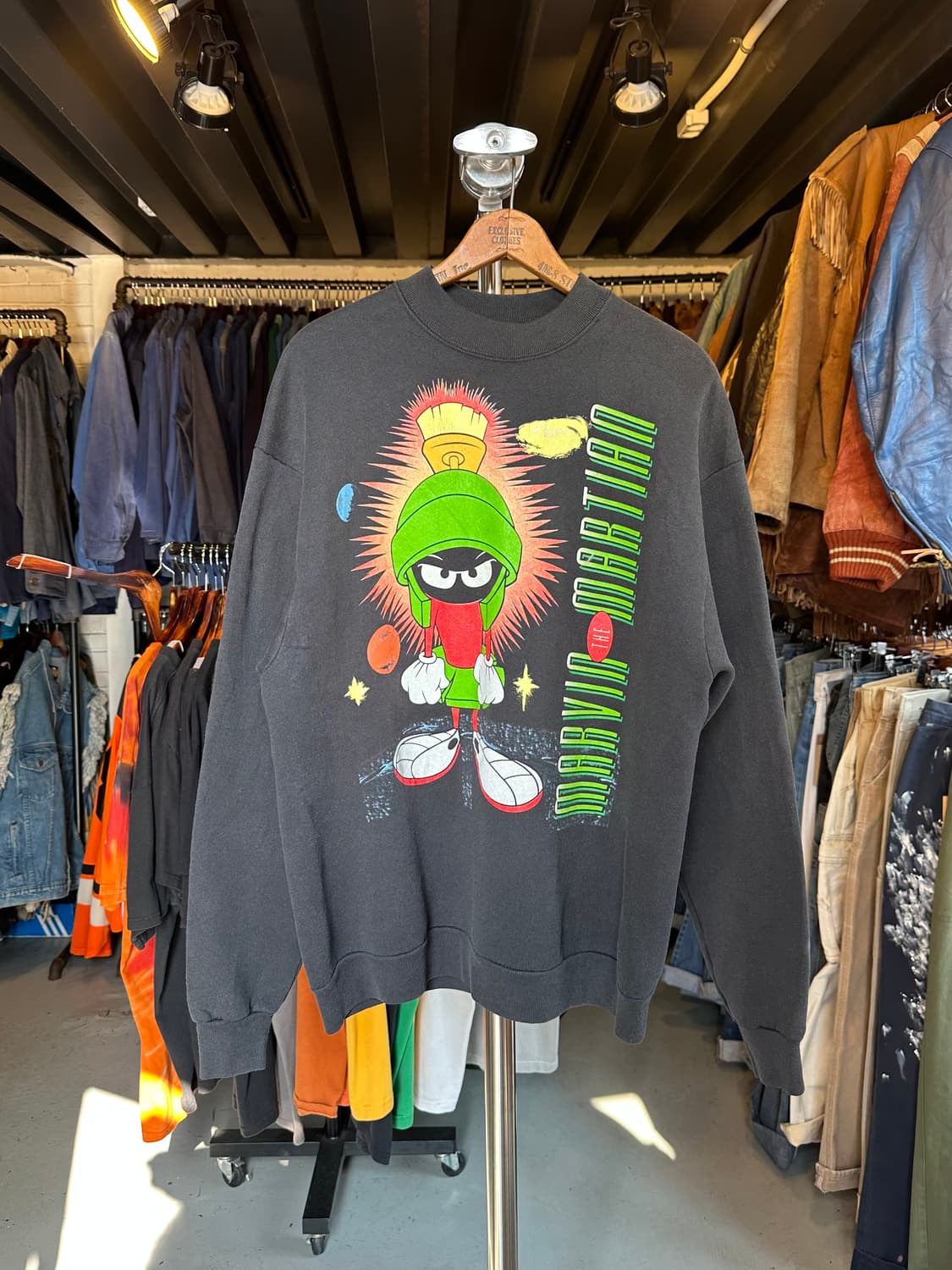 90s 루니툰 화성인 마빈 프린팅 스웻셔츠 made in usa 상품이미지1