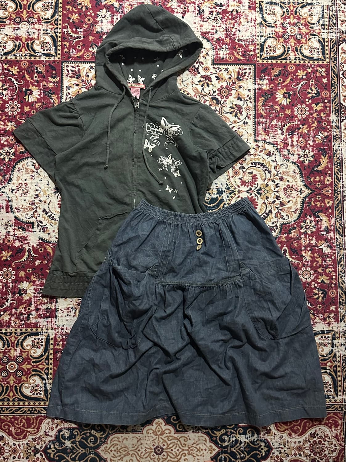 모리 페어리 버터플라이 후드집업 미디 스커트 코드  상품이미지1