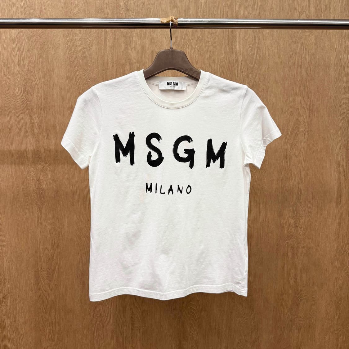 MSGM 밀라노 로고 프린팅 코튼 라운드넥 반팔 티셔츠 화이트 상품이미지2