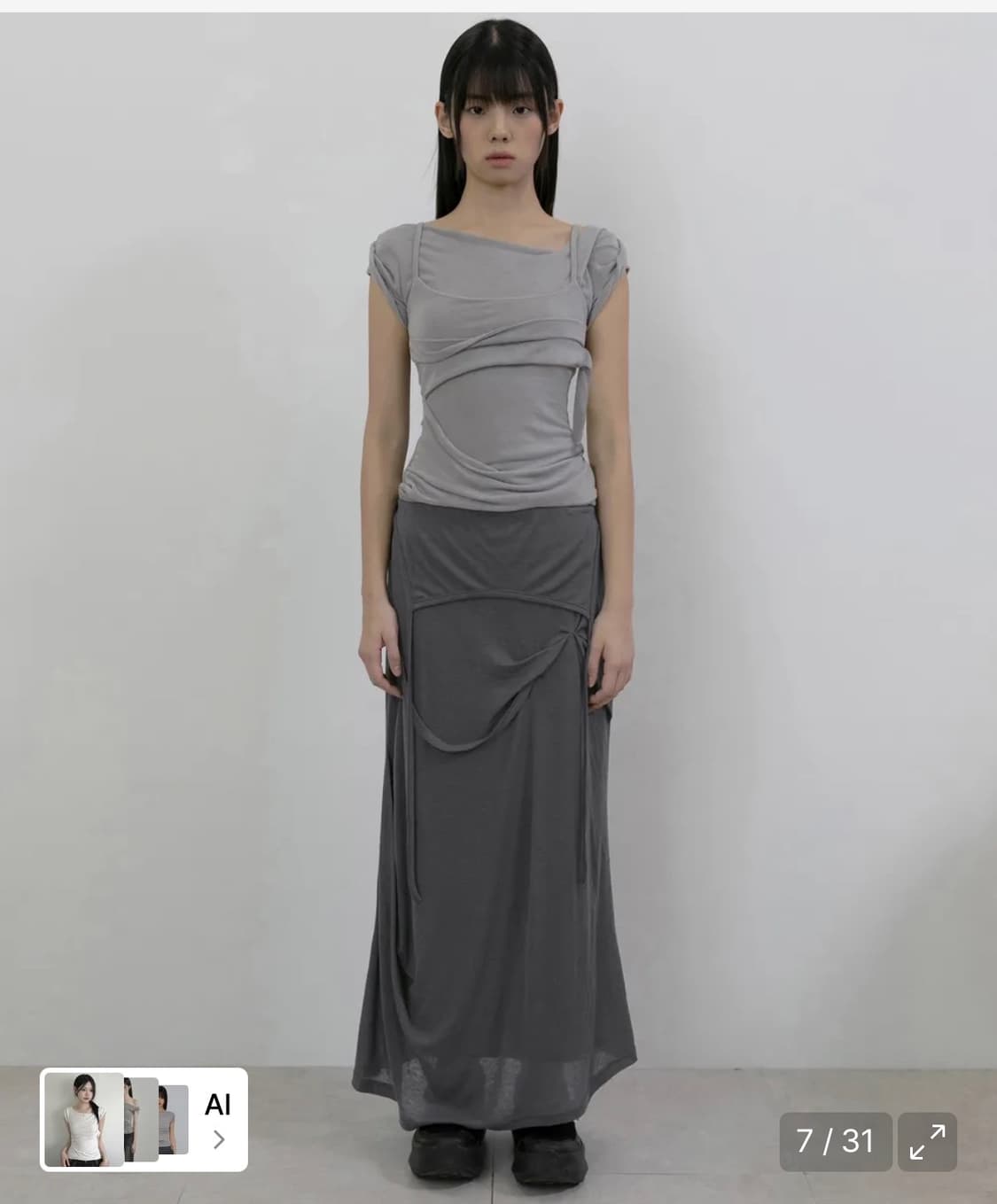 플레어업 Layered Bustier T-Shirt (FL-108_Gra 상품이미지2