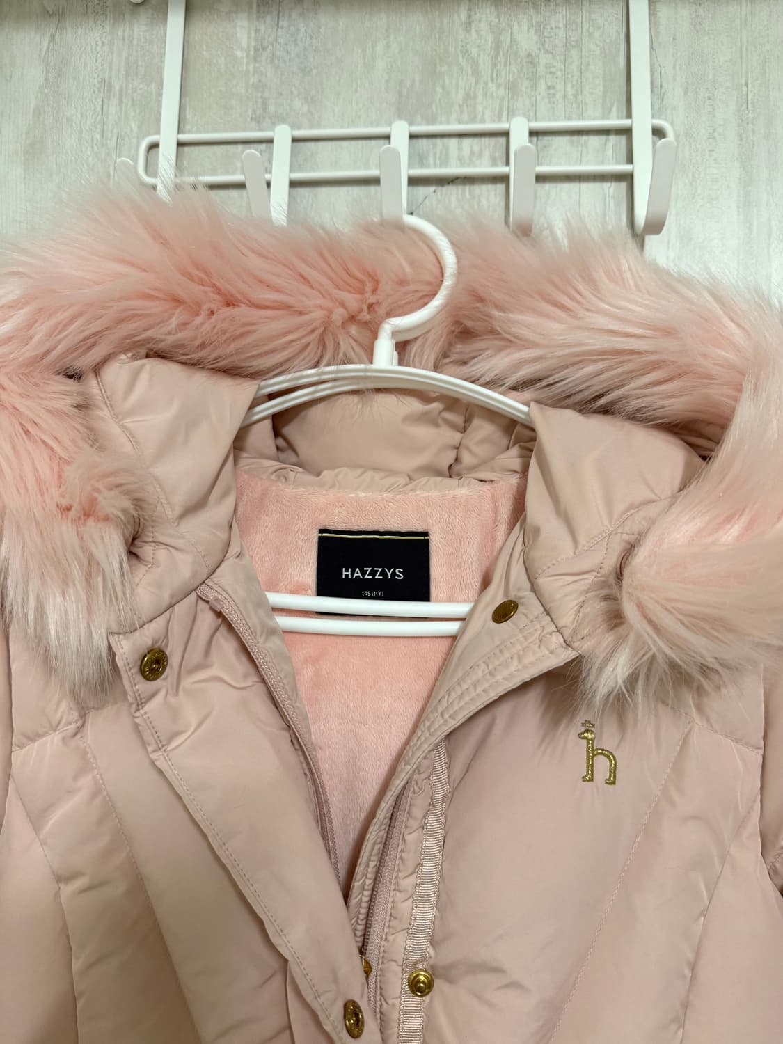 키즈 145 / 헤지스 덕다운 핑크 퍼 롱패딩  상품이미지7