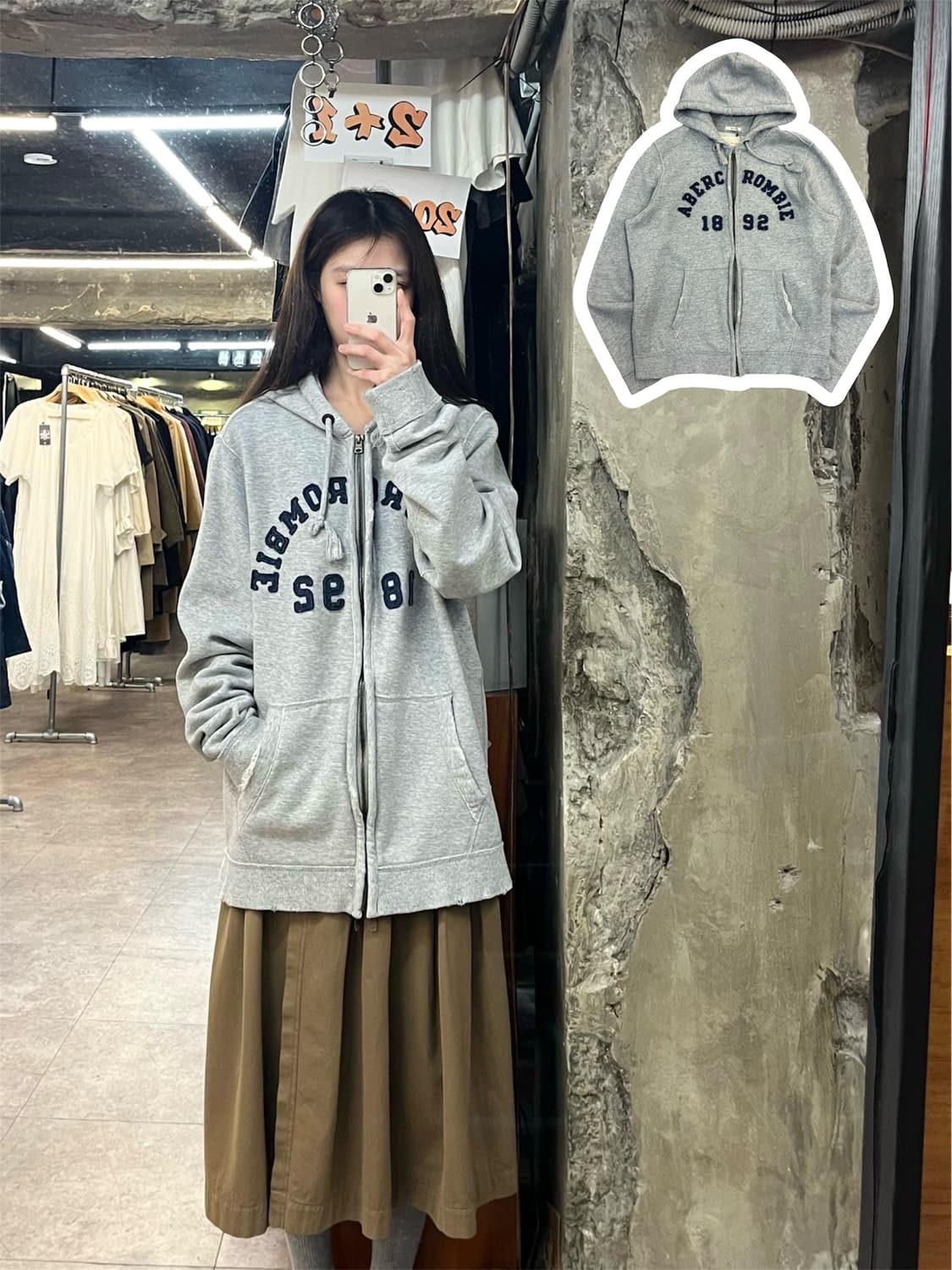 아베크롬비 기모 후드집업 그레이 2XL #csz3959 상품이미지1