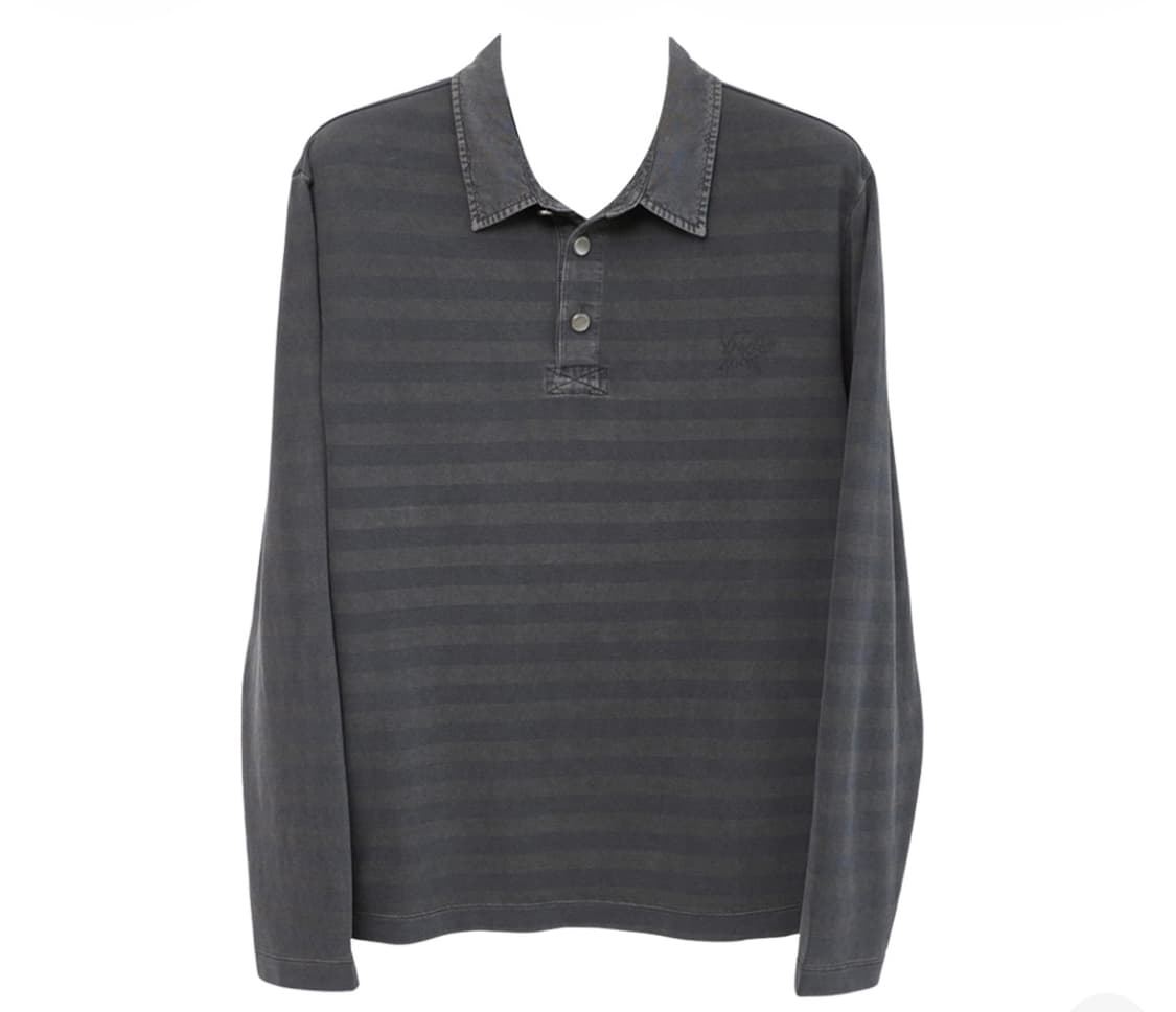 해칭룸 빈티지 스트라이프 폴로 티셔츠 다이드 그레이 상품이미지1
