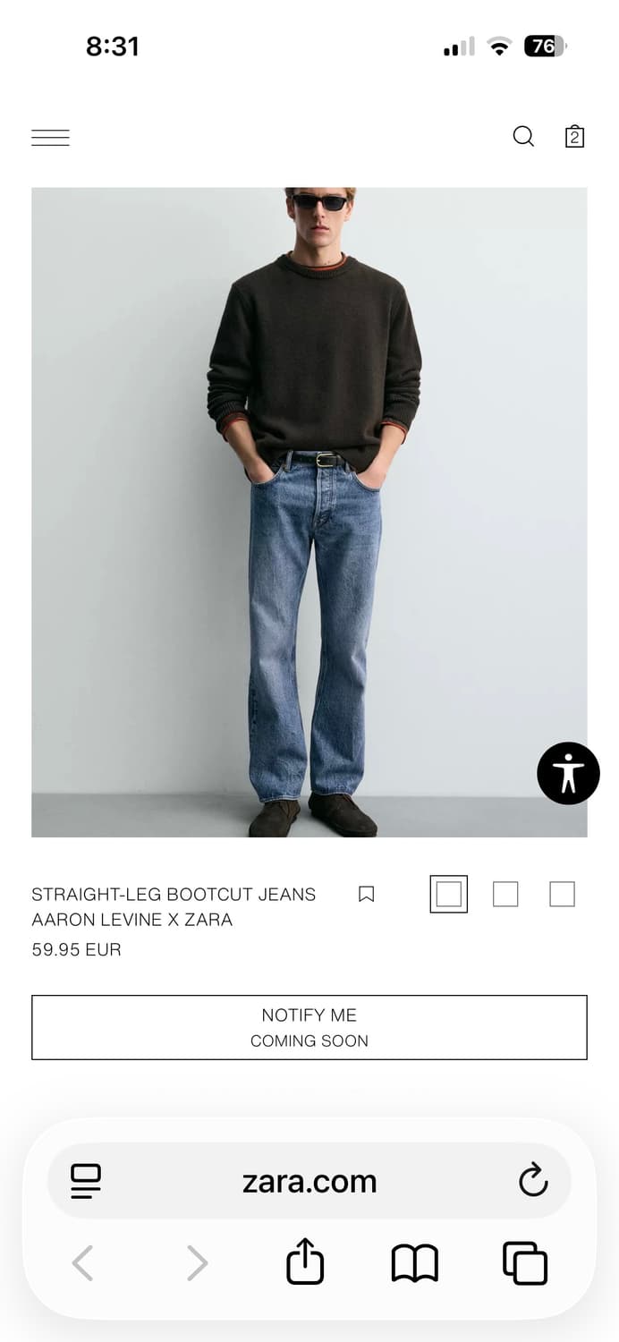 (구매)자라 AARON LEVINE 스트레이트 부츠컷 미드 블루 상품이미지1