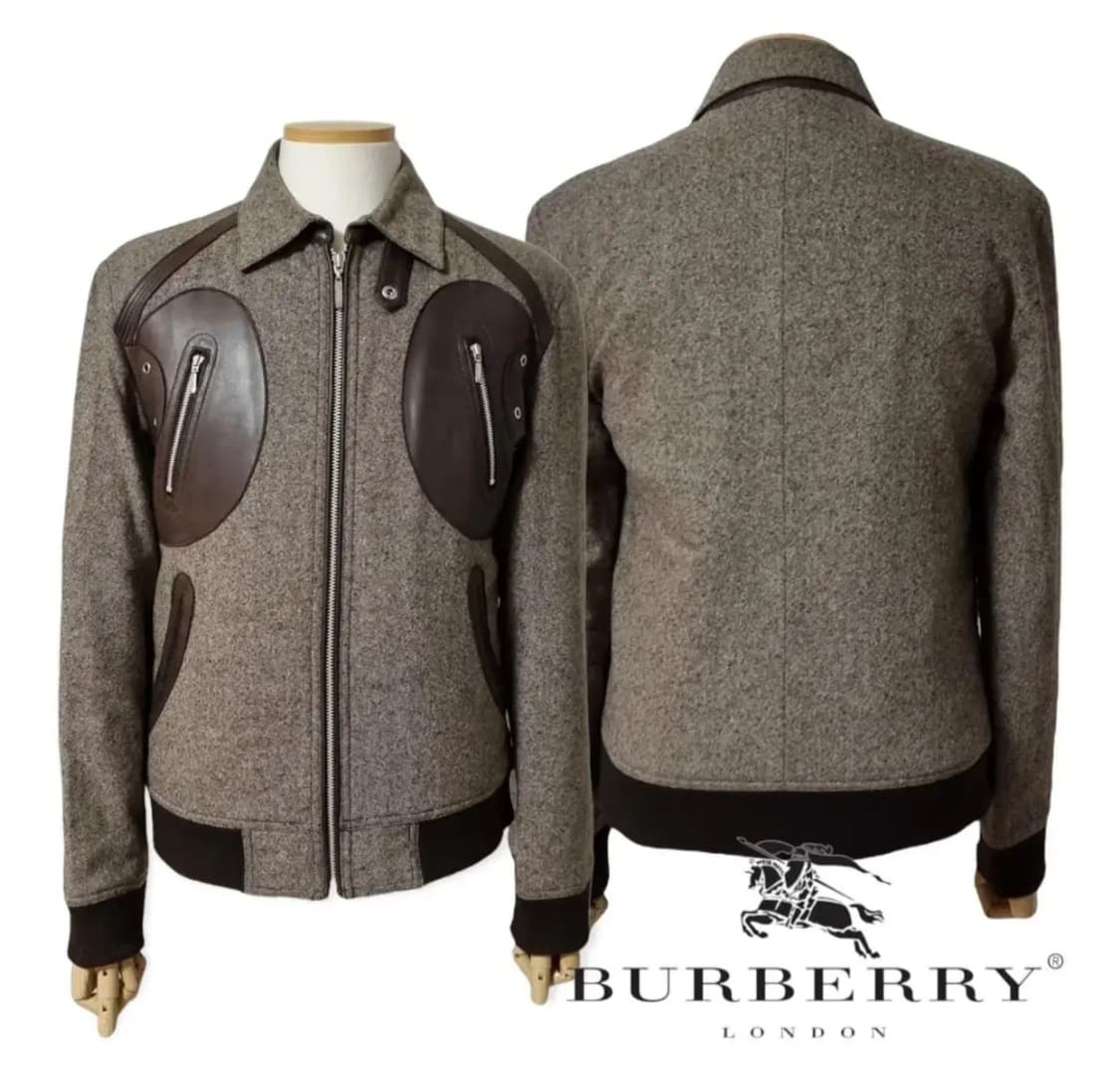 (M) 버버리헤링본자켓 버버리블랙라벨 버버리가죽자켓 상품이미지1