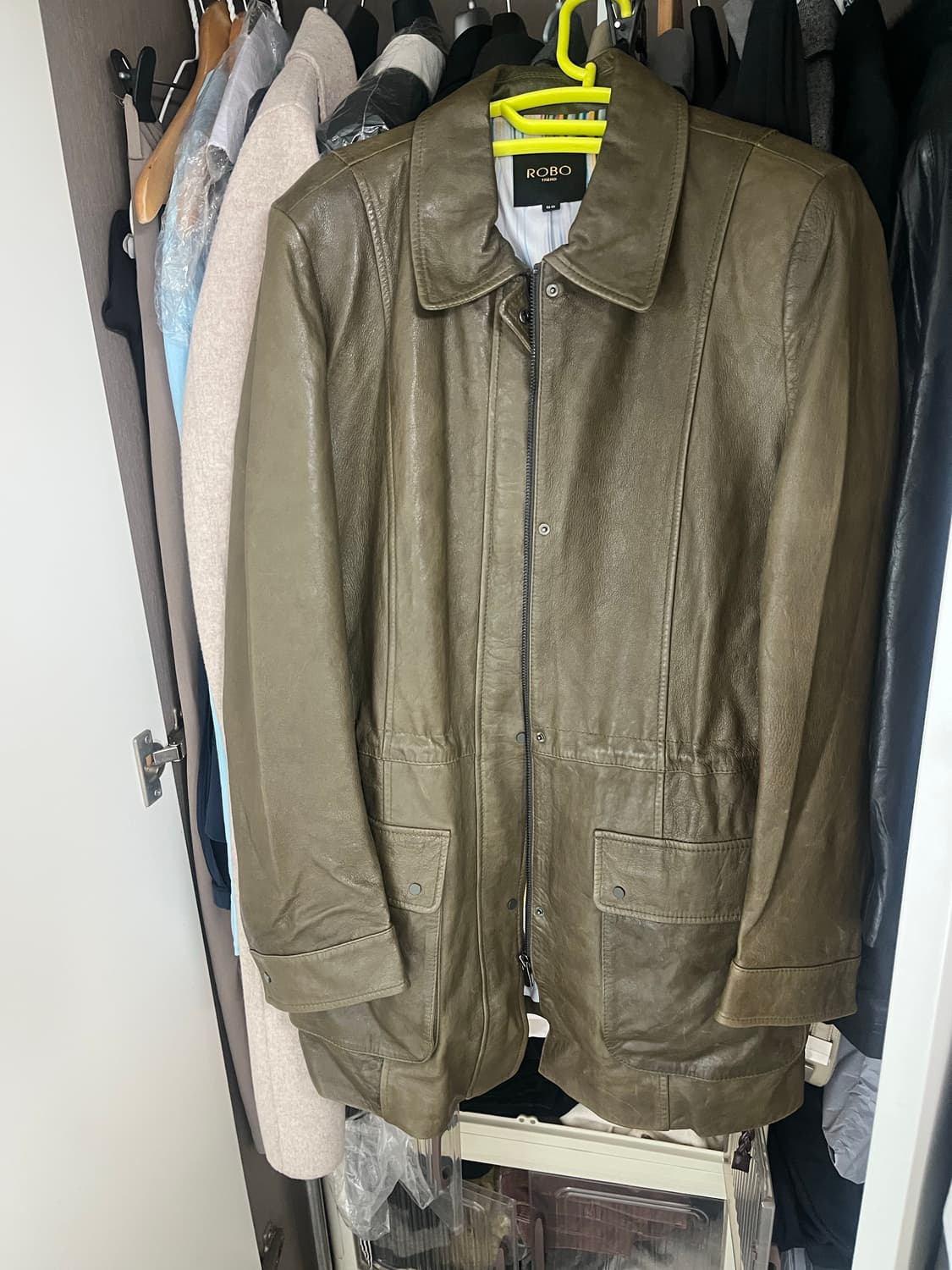 아야즈빈티지 카키 리얼레더 가죽자켓 상품이미지1