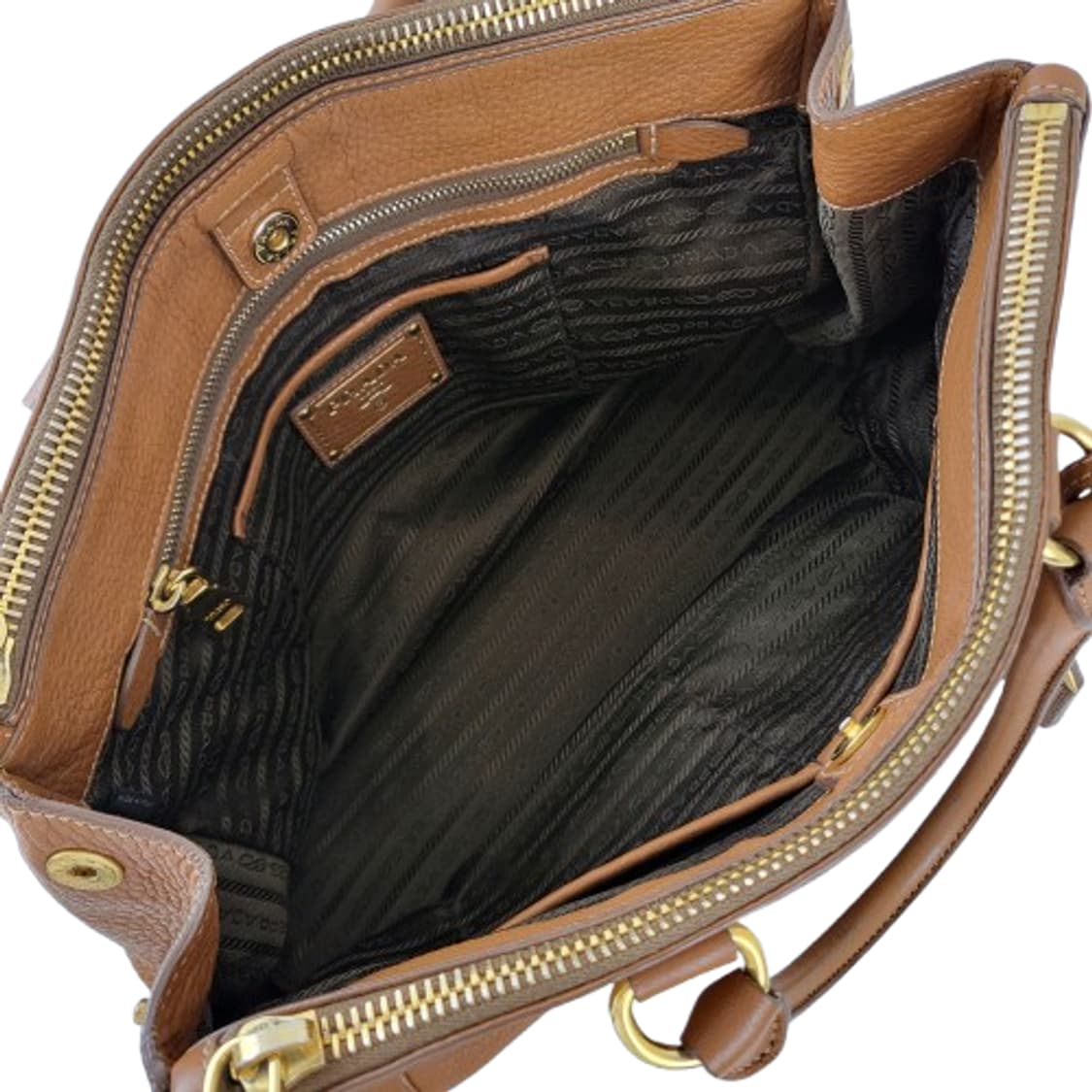 정품 프라다 비텔로 다이노 브라운 레더 토트백 상품이미지10