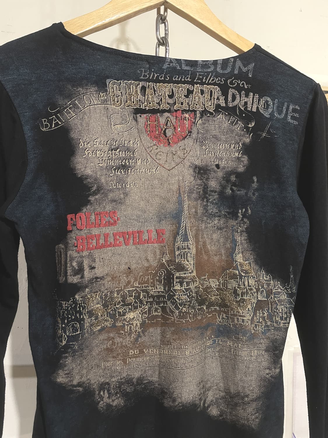 빈티지 골드 레터링 프린트 네이비 블랙 롱슬리브 상품이미지4