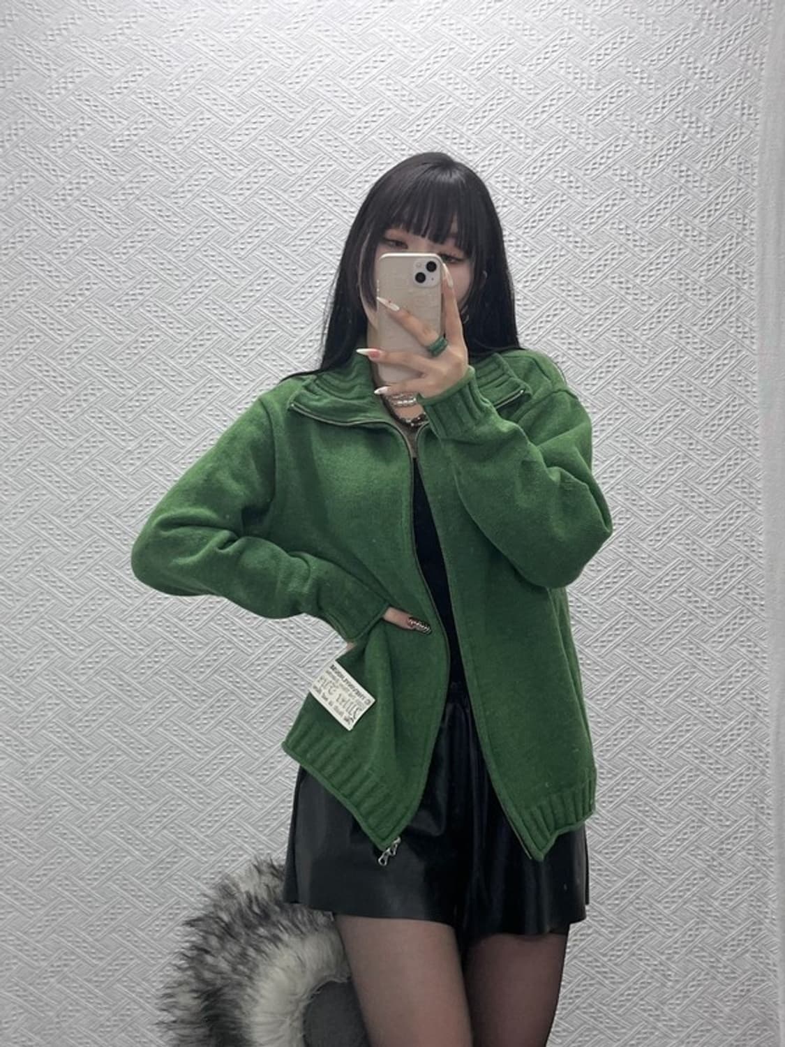 더 바이닐 하우스 빈티지 말차카키 집업 가디건 M C09430 상품이미지1