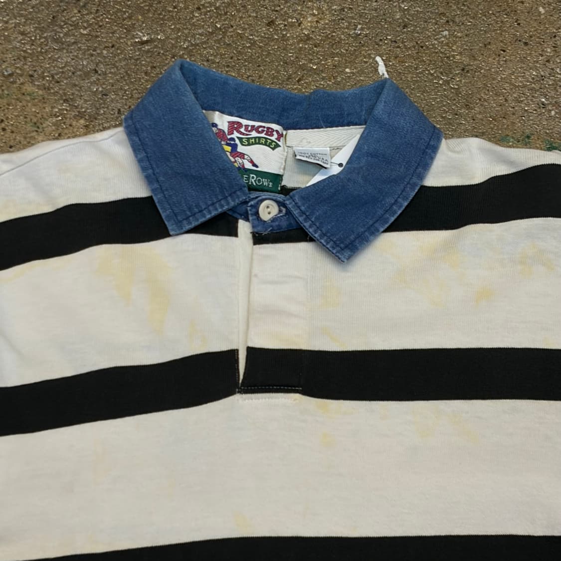 90s Made in USA 빈티지 스트라이프 오리지널 럭비티 카라티 상품이미지4