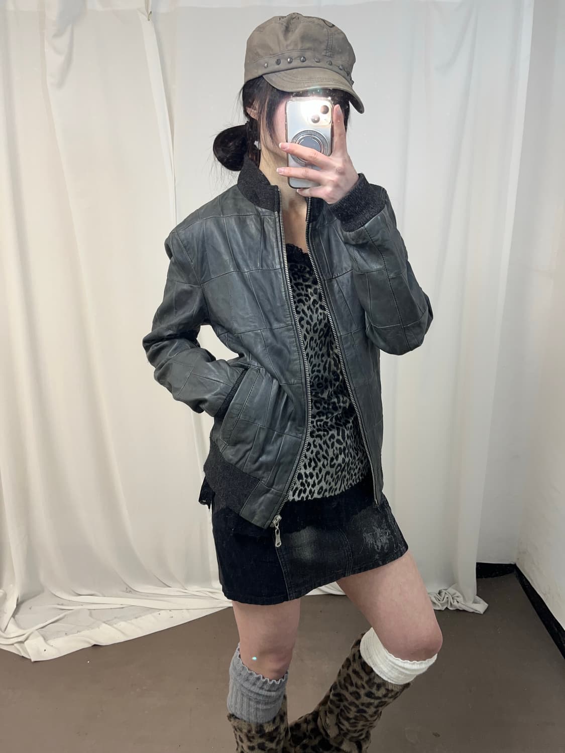 Dolce & Gabbana 다크그린 패치워크 레더 자켓 상품이미지2