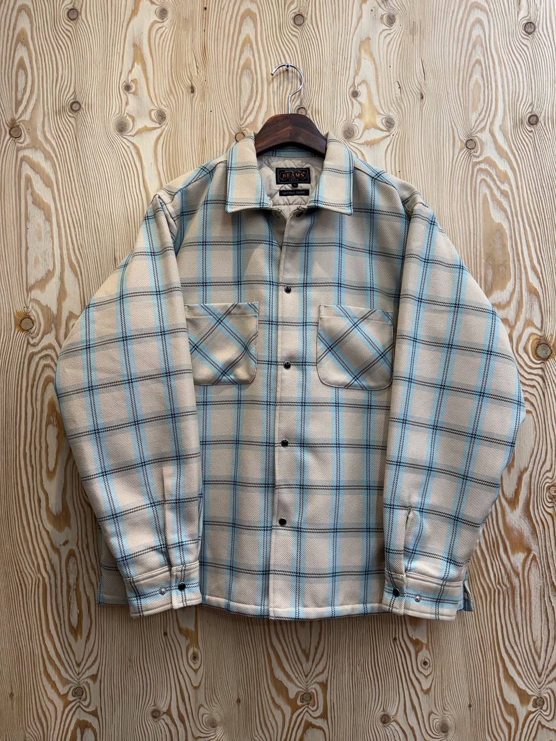 빔즈 플러스 옴브레 체크 패딩 자켓 상품이미지1