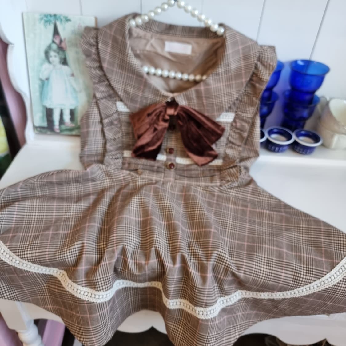 LIZ LISA(리즈리사) 초콜릿무드 체크 레이스 리본 원피스 상품이미지3