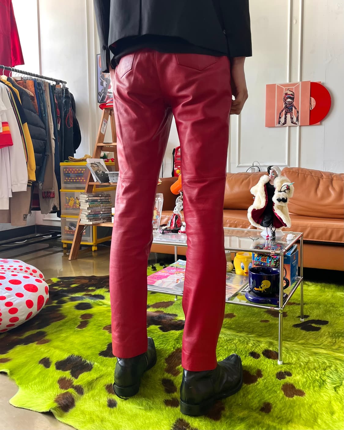 Patrick Cox Real Lamb Leather Red Pants 상품이미지2