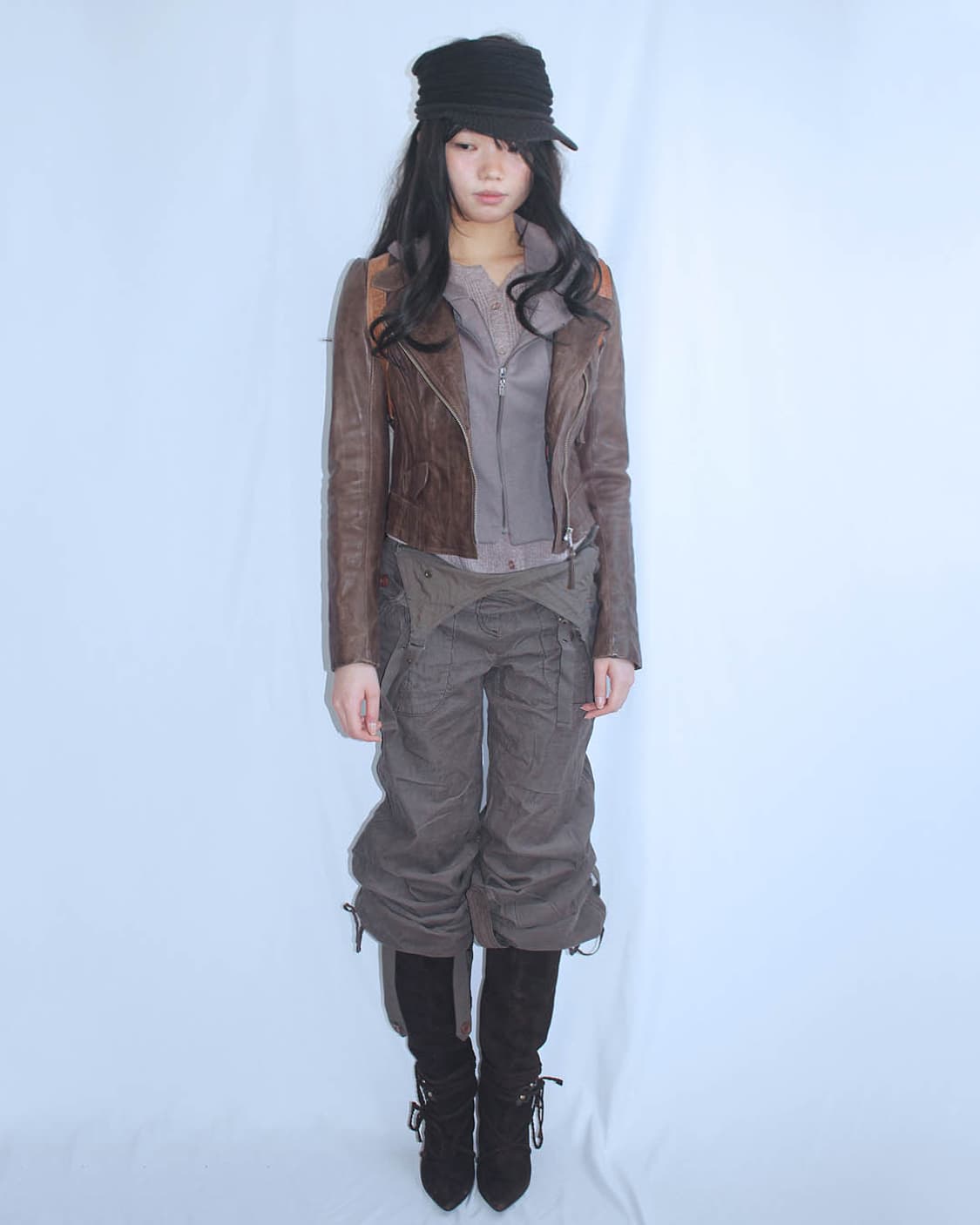 Grunge mix brown 🐎 headband cap 상품이미지5