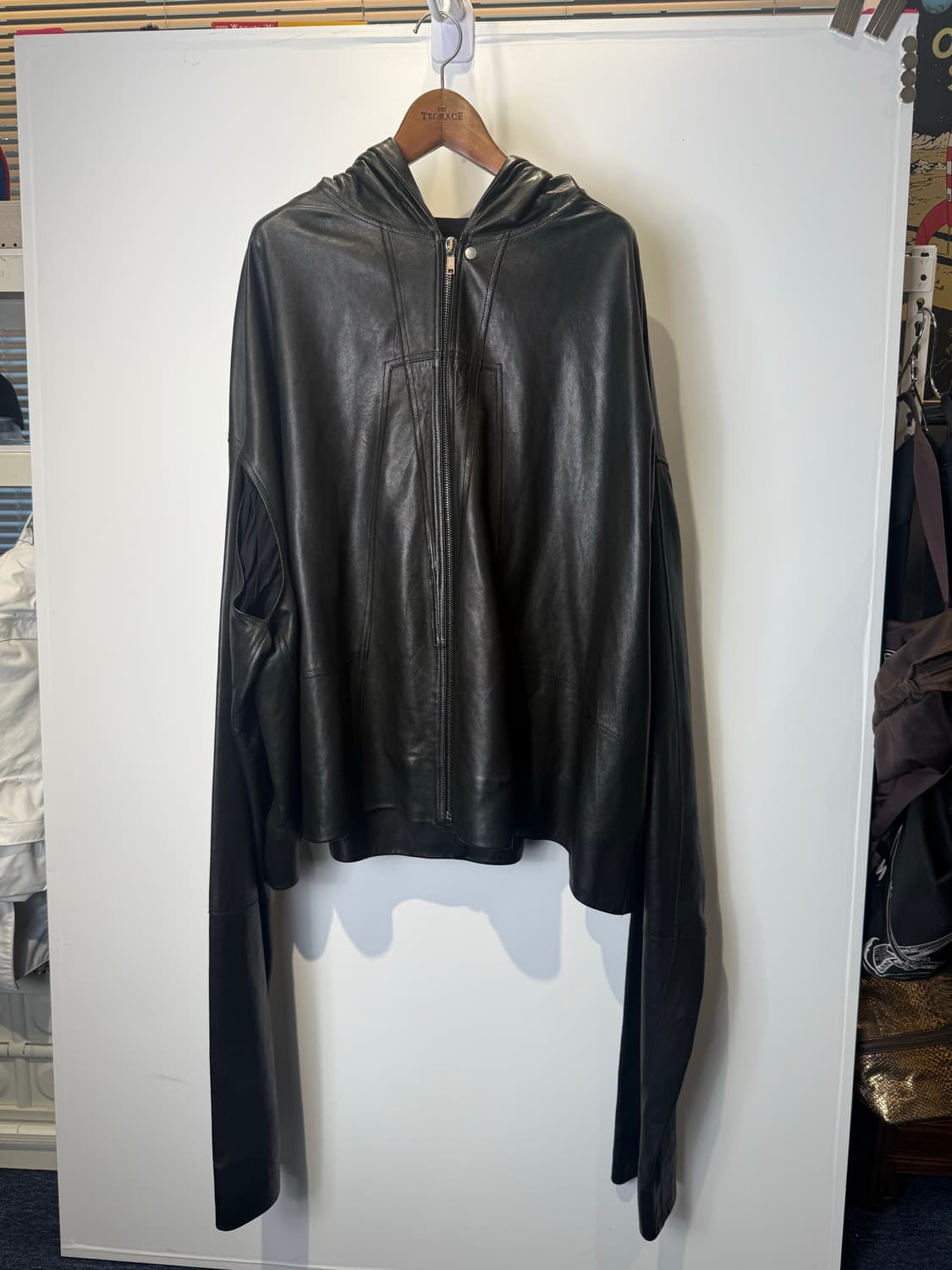 릭오웬스 카프탄 가죽 후드 자켓  상품이미지1