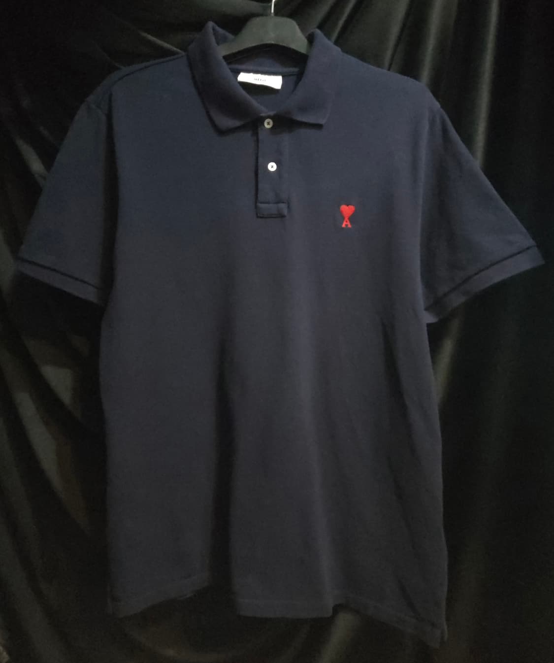 아미 스몰 하트 로고 반팔 폴로 셔츠 네이비 상품이미지1